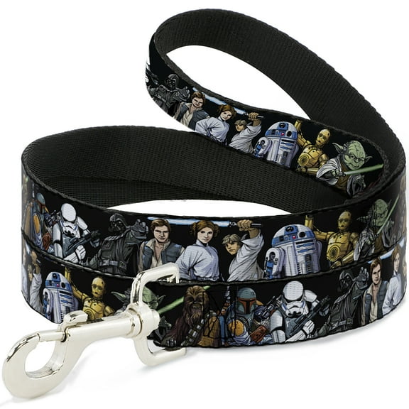 Star Wars Pet Leash, Dog Leash, Star Wars Classic Character Poses Black, 4 Feet Long 1.0 Inch Wide