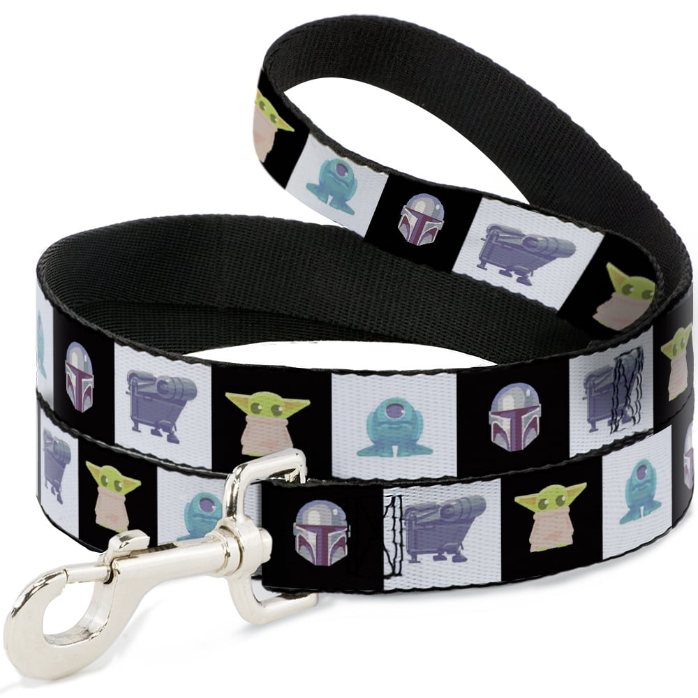 Star Wars Pet Leash, Dog Leash, Star Wars Mandalorian 4 Character Pose Blocks, 6 Feet Long 1.0 Inch Wide