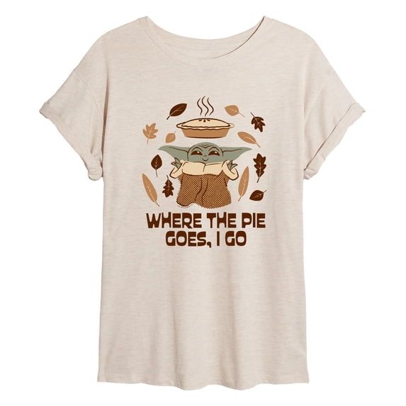 Star Wars - Pie Goes Go Grogu - Juniors Oversized Graphic T-Shirt
