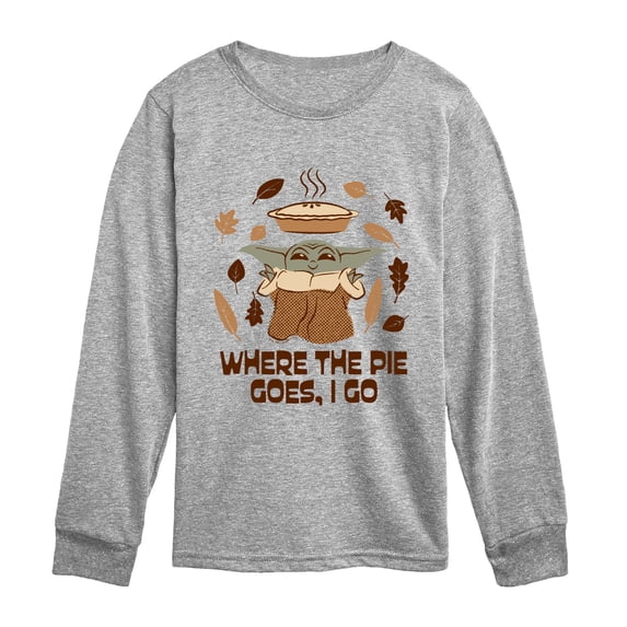 Star Wars - Pie Goes Go Grogu - Youth Boys Long Sleeve Graphic T-Shirt