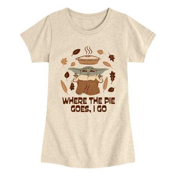 Star Wars - Pie Goes Go Grogu - Youth Girls Fitted Short Sleeve T-Shirt