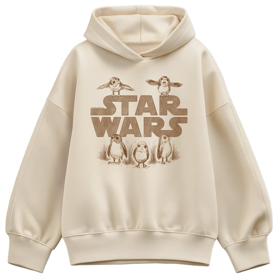 Star Wars - Porg Logo Oversized Fleece Hoodie Sweatshirt