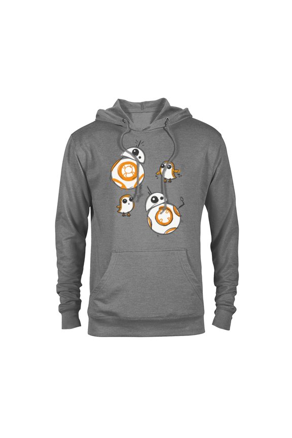 Porg and BB-8 Doodle - Pullover Hoodie for Adults - Customized-Graphite Heather