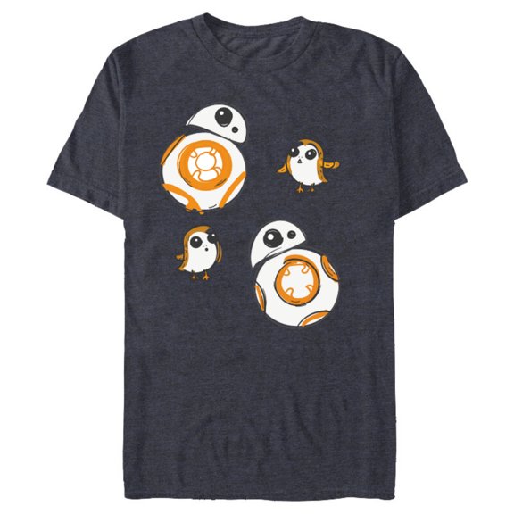Star Wars Porg and BB-8 Doodle - Short Sleeve Blended T-Shirt for Adults - Customized-Navy Heather