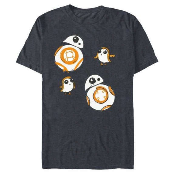 Star Wars Porg and BB-8 Doodle - Short Sleeve Blended T-Shirt for Adults - Customized-Navy Heather