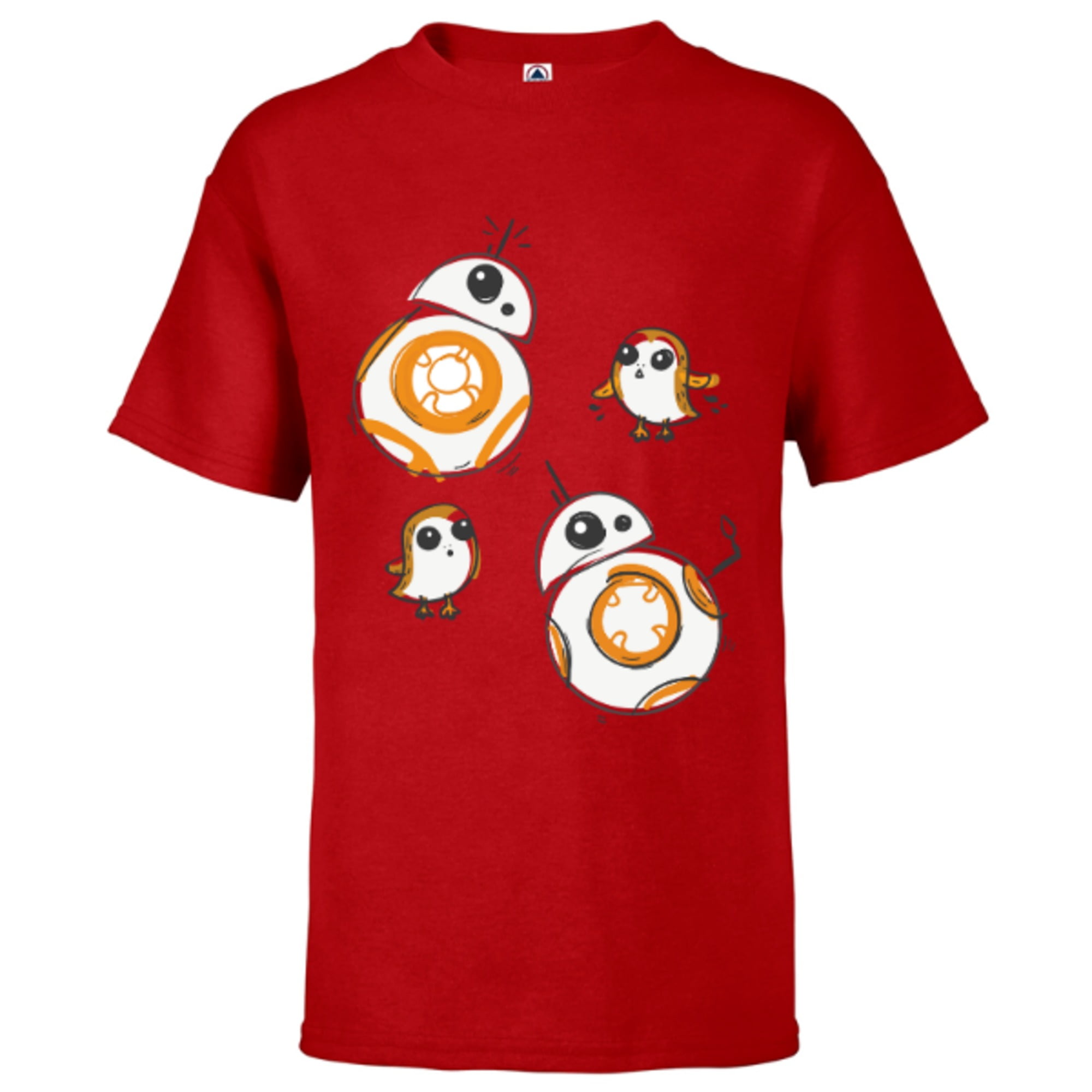 Star Wars Porg and BB 8 Doodle Short Sleeve T Shirt for Kids Customized Athletic Heather