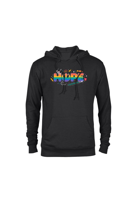 Pride Hope Rainbow Rebel Symbol Galactic Doodles - Pullover Hoodie for Adults - Customized-Black