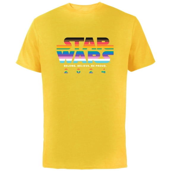 Star Wars Pride Inclusive Rainbow Logo Belong Be Proud 2024- Short Sleeve Cotton T-Shirt for Adults - Customized-Yellow