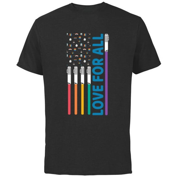 Star Wars Pride Love For All Rainbow Lightsaber Flag - Short Sleeve Cotton T-Shirt for Adults - Customized-Black