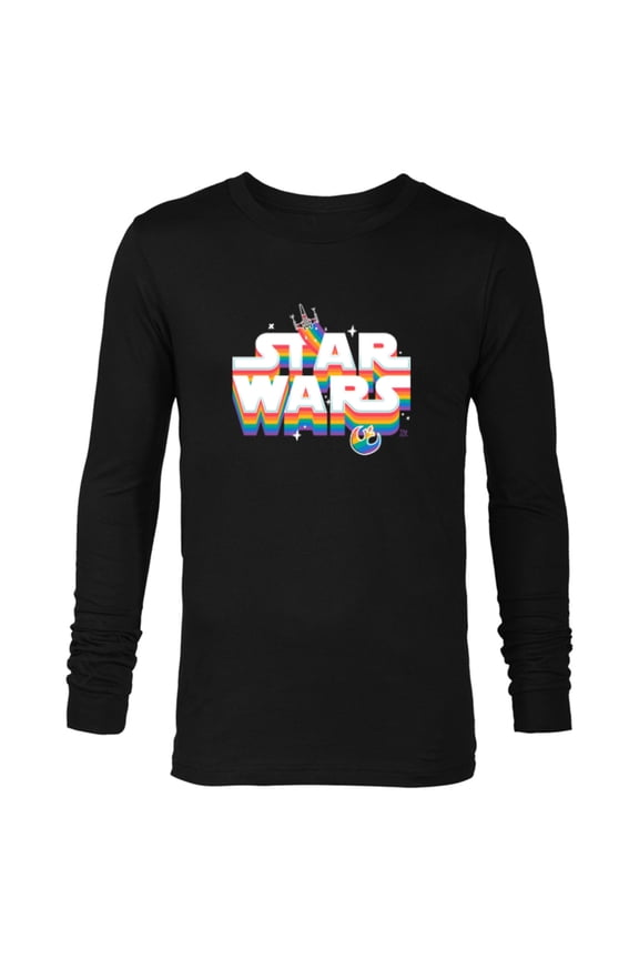 Pride Rainbow Logo Rebel Symbol and X-Wing Fighter - Long Sleeve T-Shirt for Men - Customized-Black