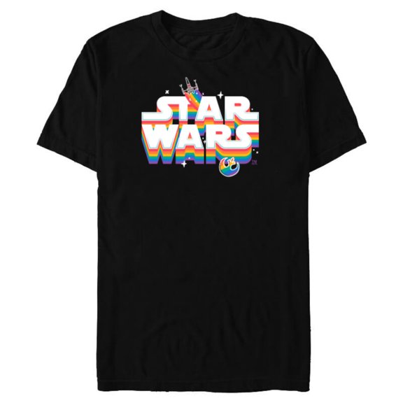 Star Wars Pride Rainbow Logo Rebel Symbol and X-Wing Fighter - Short Sleeve Blended T-Shirt for Adults - Customized-Black