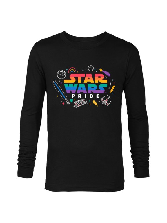 Pride Rainbow Logo with Galactic Doodles - Long Sleeve T-Shirt for Men - Customized-Black