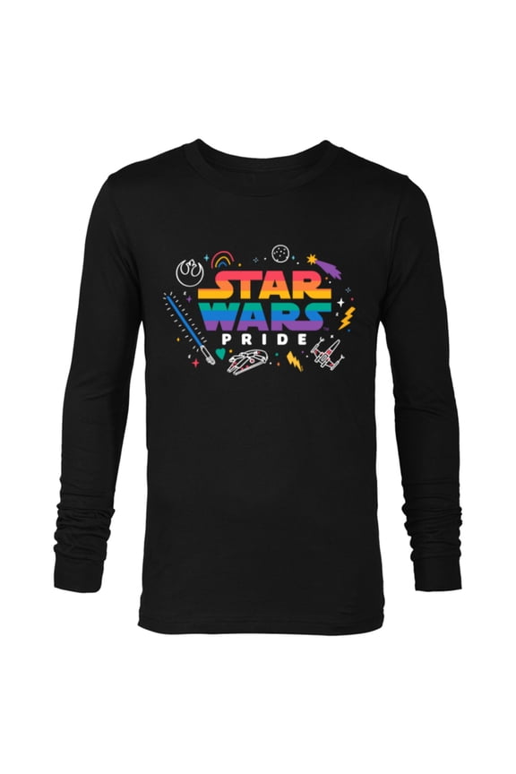 Pride Rainbow Logo with Galactic Doodles - Long Sleeve T-Shirt for Men - Customized-Black