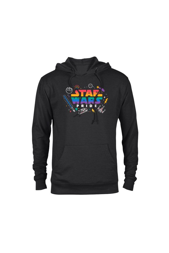 Pride Rainbow Logo with Galactic Doodles - Pullover Hoodie for Adults - Customized-Black