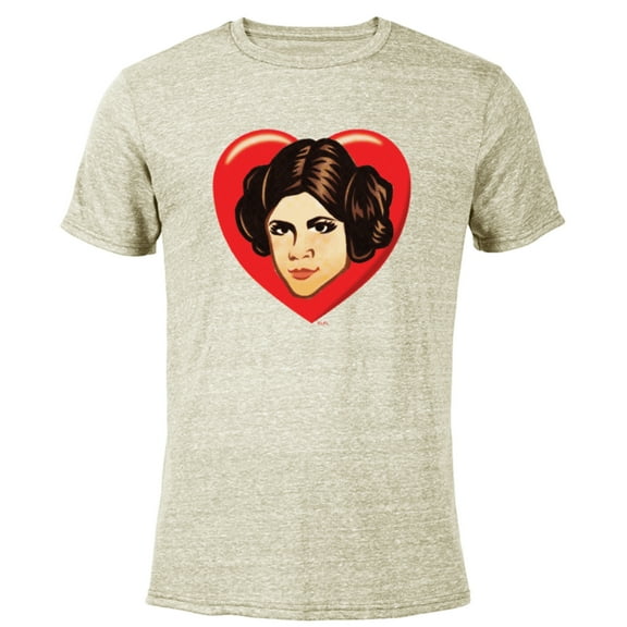Star Wars Princess Leia Cartoon Heart Valentine - Short Sleeve Blended T-Shirt for Adults – Customized-Yellow