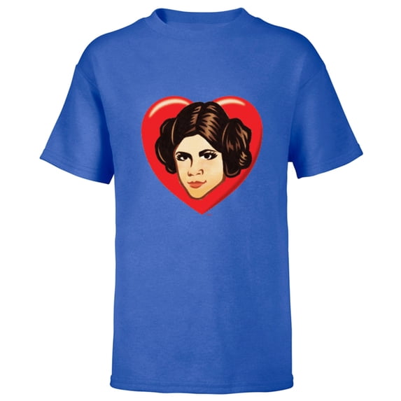Star Wars Princess Leia Cartoon Heart Valentine - Short Sleeve T-Shirt for Kids – Customized-Royal