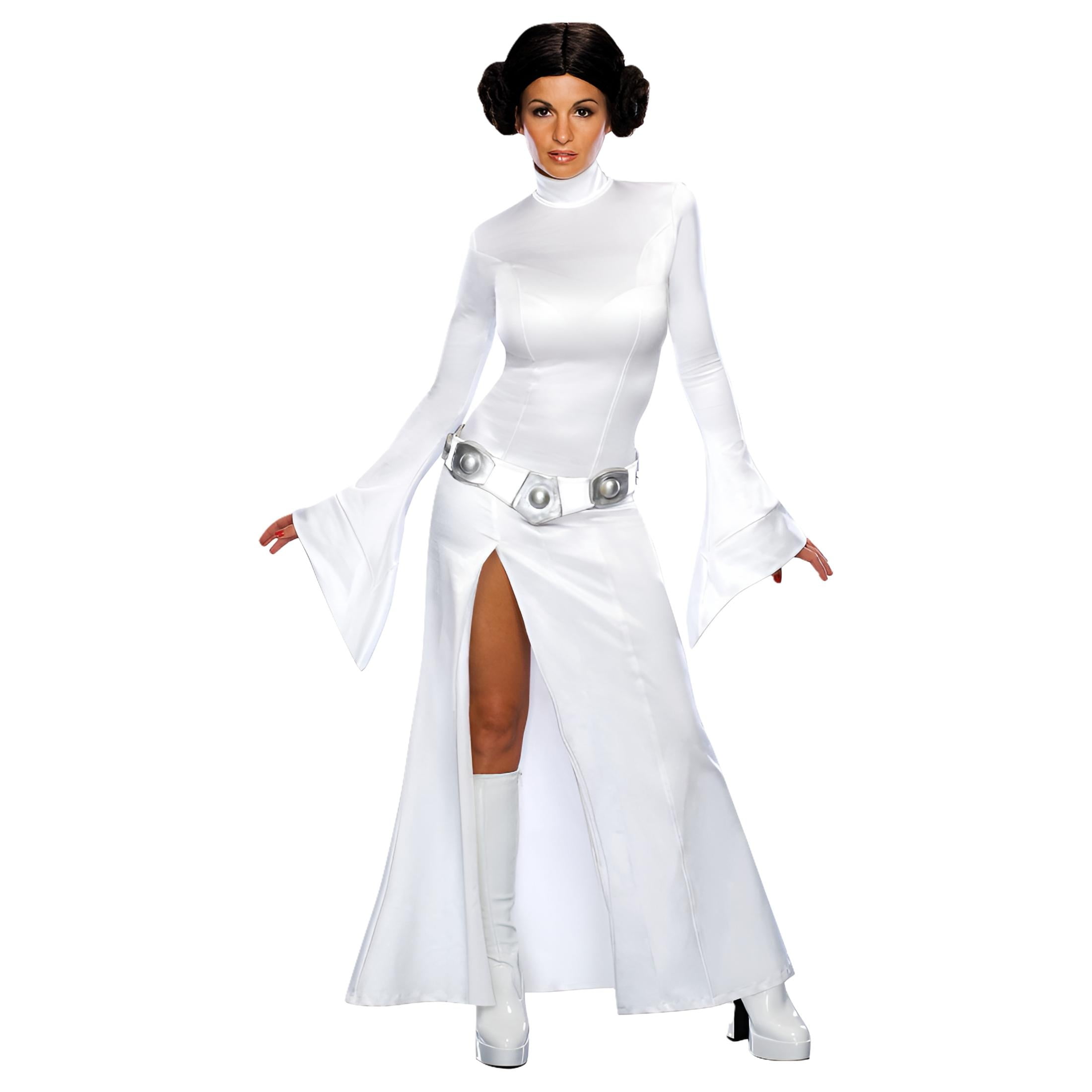 princess leia white dress costume Rubie's Star Wars Princess Leia Halloween Costume with Wig, White, Medium  US