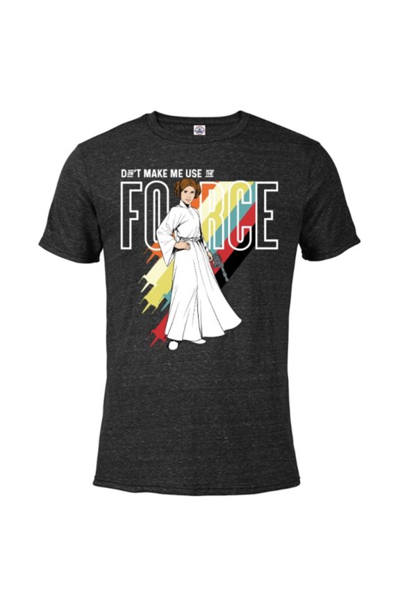 Princess Leia Don't Make Me Use The Force - Short Sleeve Blended T-Shirt for Adults -Customized-Black Snow Heather