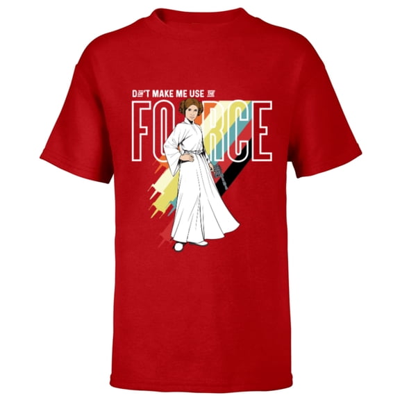 Star Wars Princess Leia Don't Make Me Use The Force - Short Sleeve T-Shirt for Kids -Customized-Red