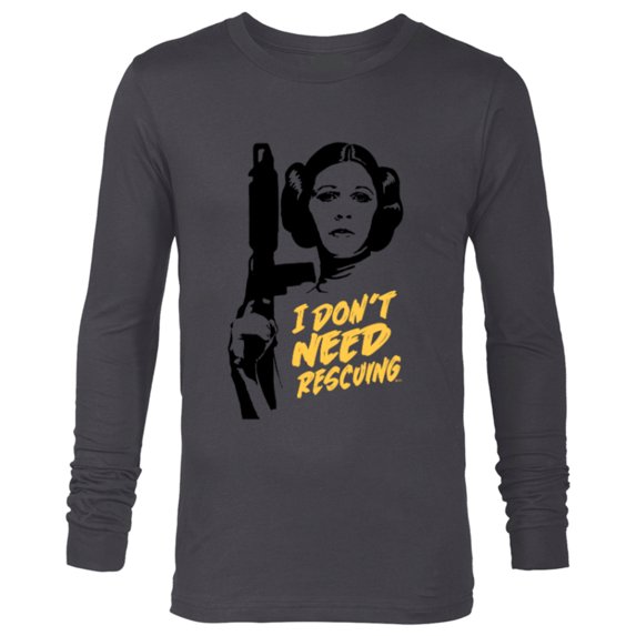 Star Wars Princess Leia Escape I Don't Need Rescuing - Long Sleeve T-Shirt for Men - Customized-Charcoal Heather