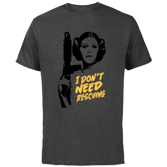Star Wars Princess Leia Escape I Don't Need Rescuing - Short Sleeve Cotton T-Shirt for Adults - Customized-Charcoal