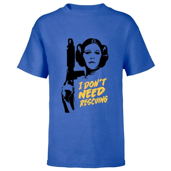 Star Wars Princess Leia Escape I Don't Need Rescuing - Short Sleeve T-Shirt for Kids - Customized-Royal