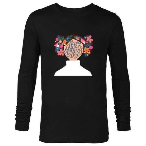 Star Wars Princess Leia Florals Happy Mother's Day - Long Sleeve T-Shirt for Men - Customized-Black