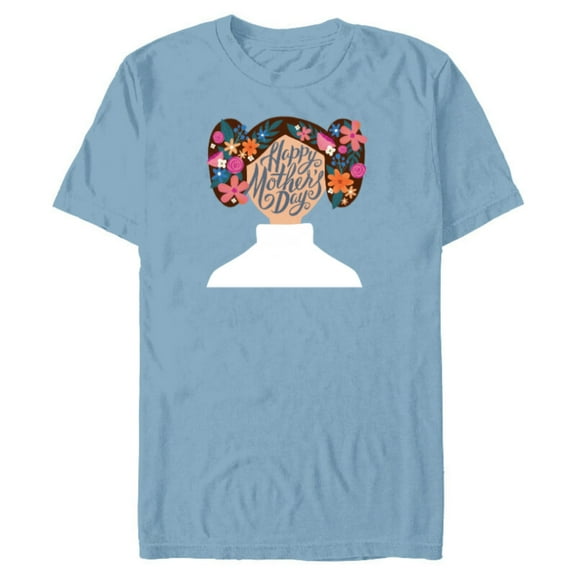 Star Wars Princess Leia Florals Happy Mother's Day - Short Sleeve Blended T-Shirt for Adults - Customized-Ocean Blue