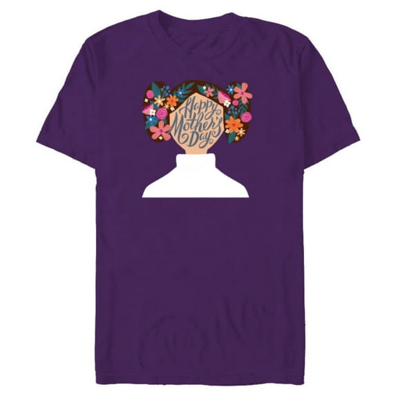 Star Wars Princess Leia Florals Happy Mother's Day - Short Sleeve Blended T-Shirt for Adults - Customized-Purple