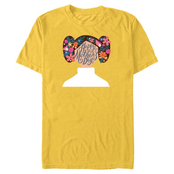 Star Wars Princess Leia Florals Happy Mother's Day - Short Sleeve Blended T-Shirt for Adults - Customized-Yellow