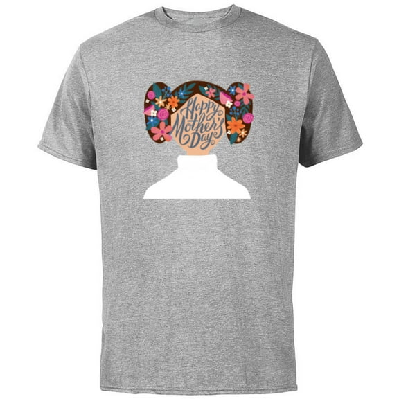 Star Wars Princess Leia Florals Happy Mother's Day - Short Sleeve Cotton T-Shirt for Adults - Customized-Athletic Heather