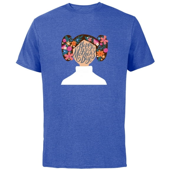 Star Wars Princess Leia Florals Happy Mother's Day - Short Sleeve Cotton T-Shirt for Adults - Customized-Royal Heather