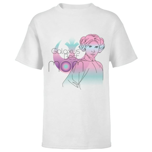 Star Wars Princess Leia Galaxy's Best Mom Ombre - Short Sleeve T-Shirt for Kids - Customized-White