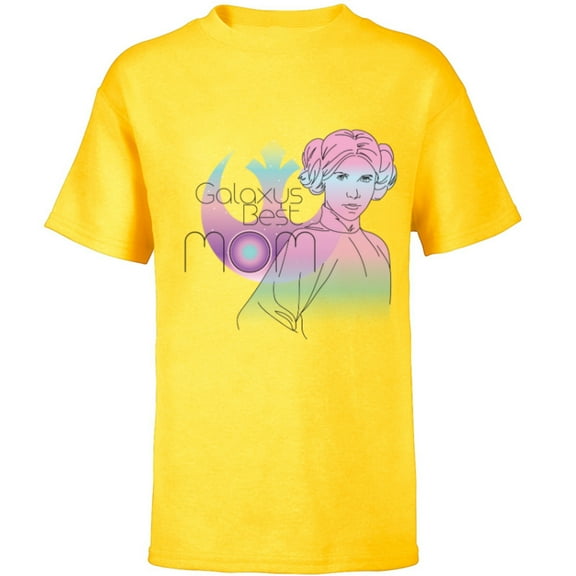 Star Wars Princess Leia Galaxy's Best Mom Ombre - Short Sleeve T-Shirt for Kids - Customized-Yellow