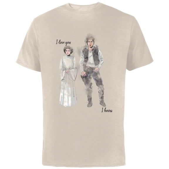 Star Wars Princess Leia Han Solo Valentine’s Wedding Love - Short Sleeve Cotton T-Shirt for Adults - Customized-Natural