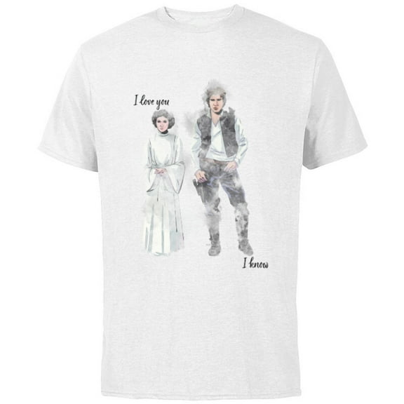 Star Wars Princess Leia Han Solo Valentine’s Wedding Love - Short Sleeve Cotton T-Shirt for Adults - Customized-White