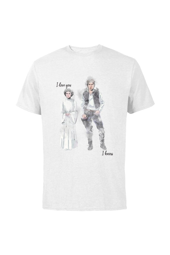 Princess Leia Han Solo Valentine’s Wedding Love - Short Sleeve Cotton T-Shirt for Adults - Customized-White