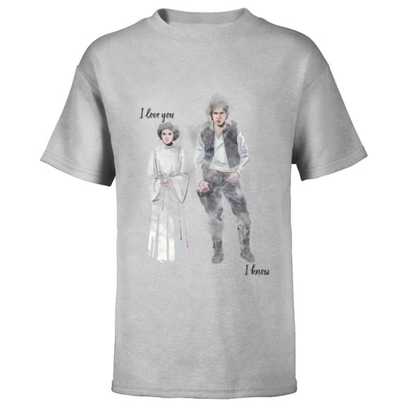Star Wars Princess Leia Han Solo Valentine’s Wedding Love - Short Sleeve T-Shirt for Kids - Customized-Athletic Heather