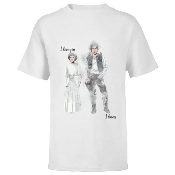 Star Wars Princess Leia Han Solo Valentine’s Wedding Love - Short Sleeve T-Shirt for Kids - Customized-White