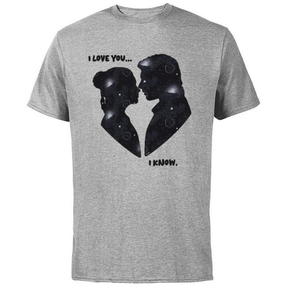 Star Wars Princess Leia Han Solo Wedding Valentine’s Love - Short Sleeve Cotton T-Shirt for Adults - Customized-Athletic Heather