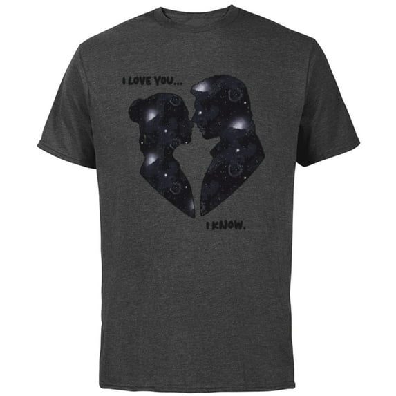 Star Wars Princess Leia Han Solo Wedding Valentine’s Love - Short Sleeve Cotton T-Shirt for Adults - Customized-Charcoal