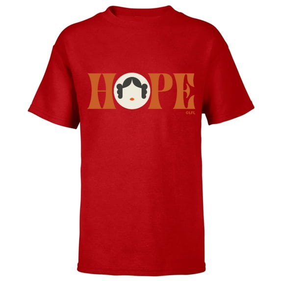 Star Wars Princess Leia Hope Lettering - Short Sleeve T-Shirt for Kids – Customized-Red