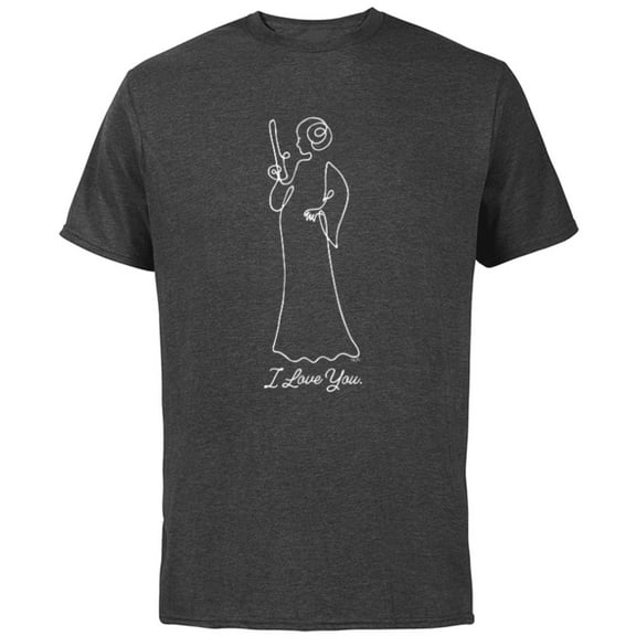 Star Wars Princess Leia I Love You Couples Valentine’s Day - Short Sleeve Cotton T-Shirt for Adults - Customized-Charcoal