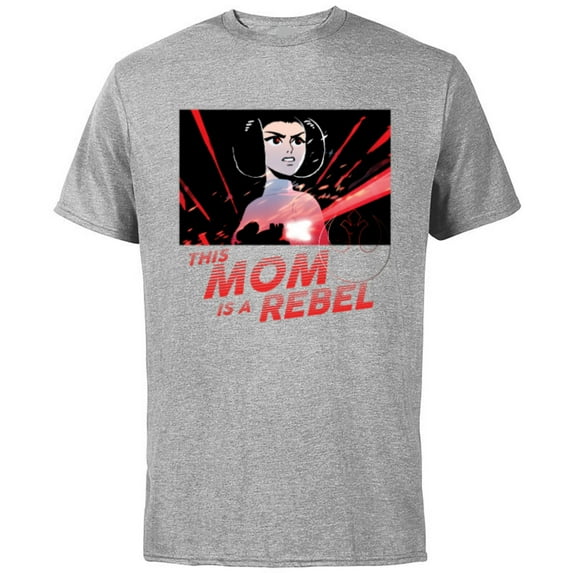 Star Wars Princess Leia Mom is a Rebel - Short Sleeve Cotton T-Shirt for Adults - Customized-Athletic Heather