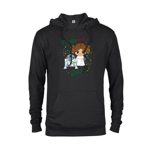 Star Wars Princess Leia R2-D2 Cute Christmas Merry & Bright - Pullover Hoodie for Adults - Customized-Black