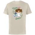 thumbnail image 1 of Star Wars Princess Leia R2-D2 Cute Christmas Merry & Bright - Short Sleeve Cotton T-Shirt for Adults - Customized-Natural, 1 of 5