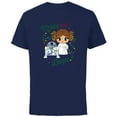 thumbnail image 1 of Star Wars Princess Leia R2-D2 Cute Christmas Merry & Bright - Short Sleeve Cotton T-Shirt for Adults - Customized-Navy, 1 of 5