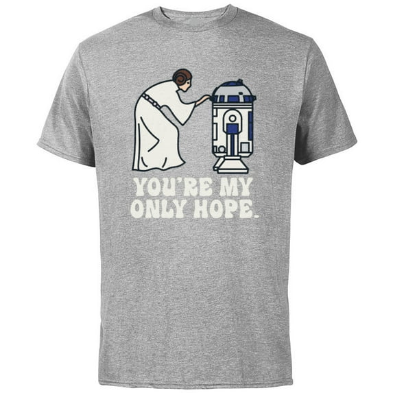 Star Wars Princess Leia R2-D2 You’re My Only Hope Retro - Short Sleeve Cotton T-Shirt for Adults - Customized-Athletic Heather