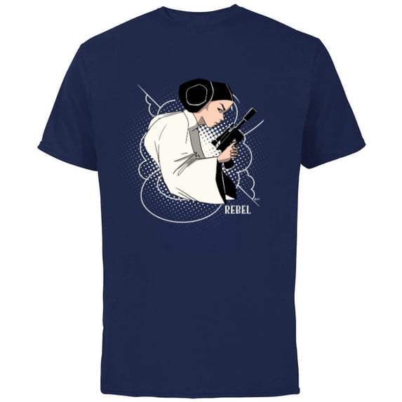 Star Wars Princess Leia Ready to Fight - Short Sleeve Cotton T-Shirt for Adults - Customized-Navy