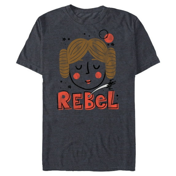 Star Wars Princess Leia Rebel Doodle Drawing - Short Sleeve Blended T-Shirt for Adults - Customized-Navy Heather